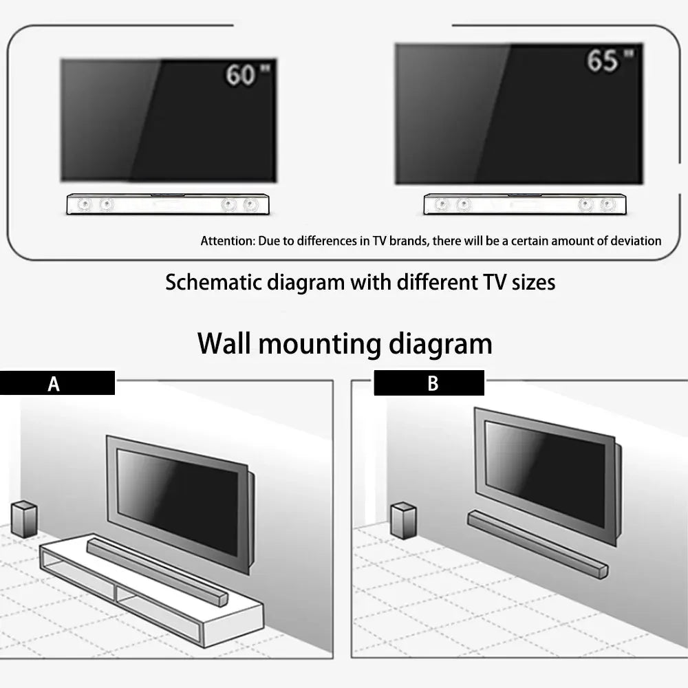 Sistema de Altavoces con Barra de Sonido Inalámbrica Bluetooth, Sonido Envolvente Estéreo, Altavoz de Sonido Superpotente, Sistema de Cine en Casa con Cable para TV y Proyector