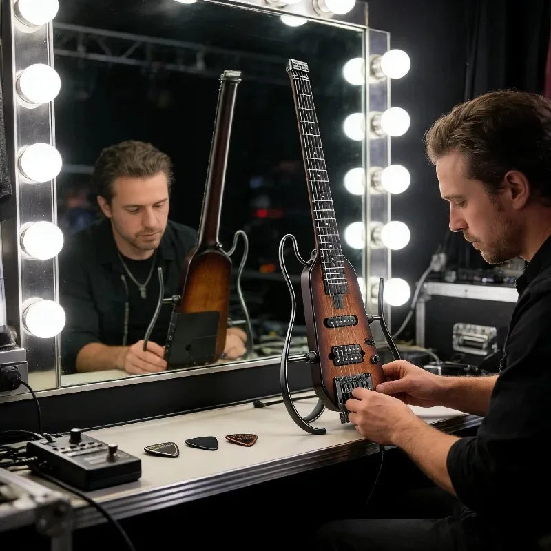 Solución de Práctica Eficiente: Guitarra Eléctrica con Diseño Silencioso sin Cabeza y Metrónomo Incorporado para Principiantes
