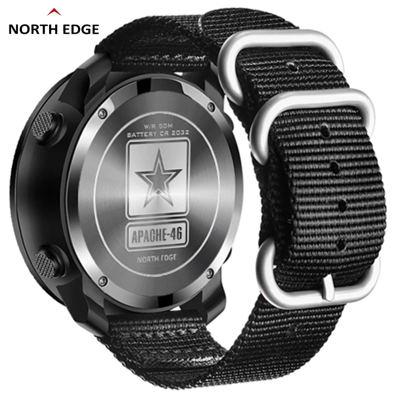 RELOJ DIGITAL PARA HOMBRE NORTH EDGE APACHE-46, DEPORTIVO, PARA CORRER, NATACIÓN, ALTÍMETRO, BARÓMETRO, BRÚJULA, RESISTENTE AL AGUA 50M
