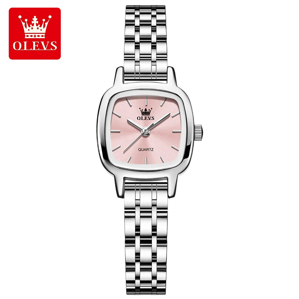 OLEVS 5675 NUEVO Reloj de Mujer Elegante Cuadrado Impermeable Reloj de Pulsera para Dama Regalos Correa de Acero Sólido Original Relojes de Cuarzo para Mujeres