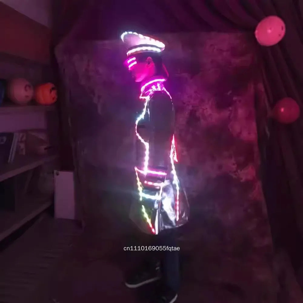Traje de Actuación para Discoteca KTV con Luces LED de Colores Intermitentes, Disfraz Luminoso con LED Brillantes para Fiesta de Halloween y Espectáculo Escénico