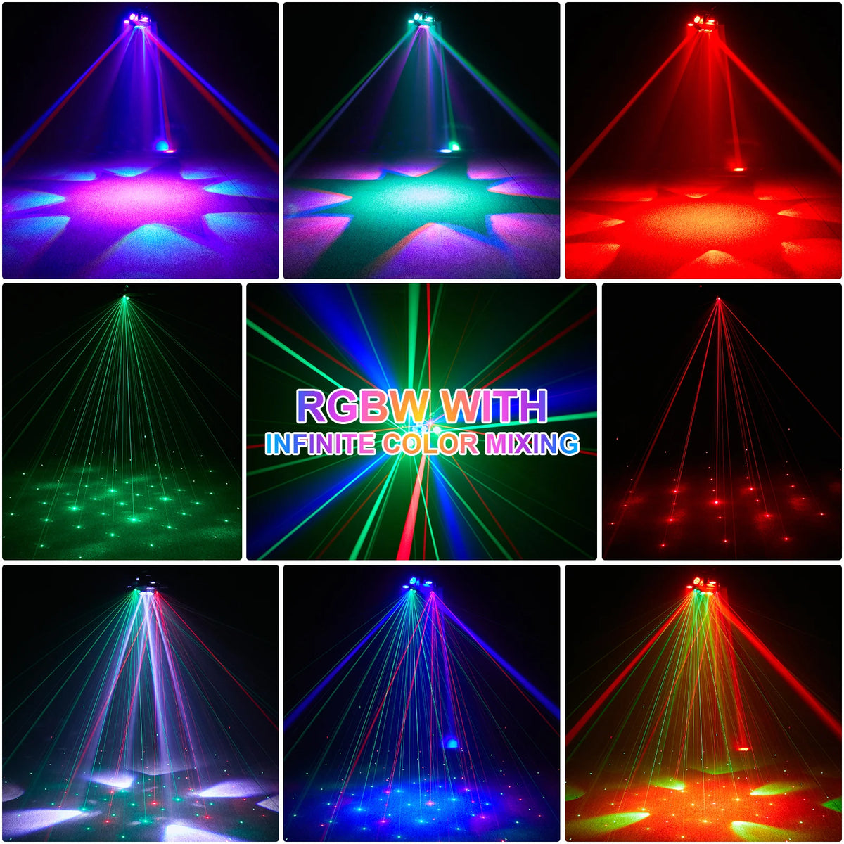 Yiflamefly 150W Moving Head DJ Lights 6 brazos Luces para fiestas RGBW 4 en 1 Luces de escenario LED DMX512 para bodas, fiestas, discotecas y KTV