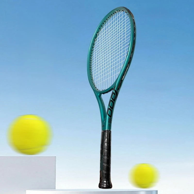 Raqueta de tenis de 27 pulgadas, fabricada íntegramente en fibra de carbono, resistente, ligera, de calidad profesional y fácil de transportar, ideal como equipo deportivo.