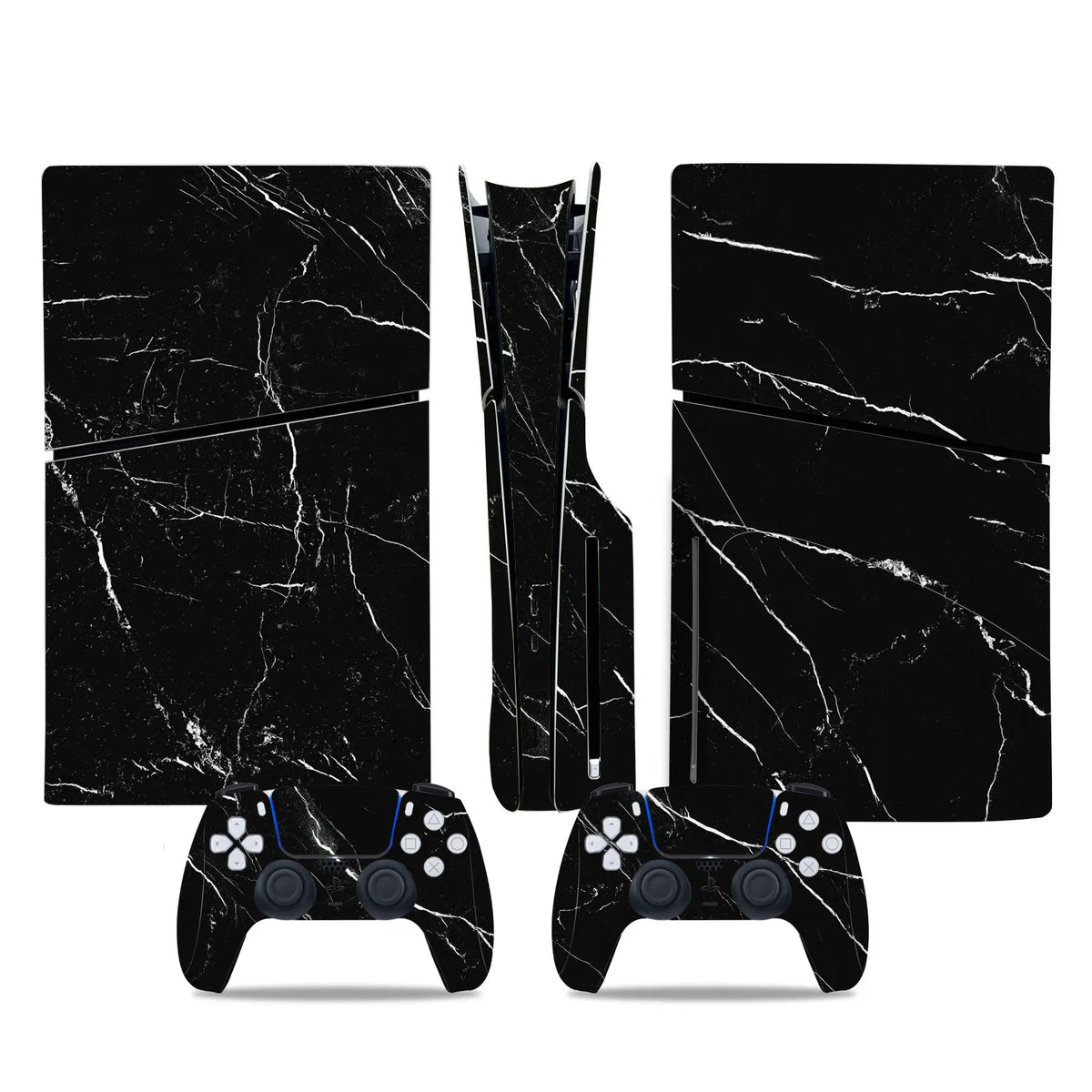 Skin con diseño de ondas para consola PS5 Slim edición disco y 2 mandos, adhesivo protector, pegatina removible para PS5 Slim edición disco