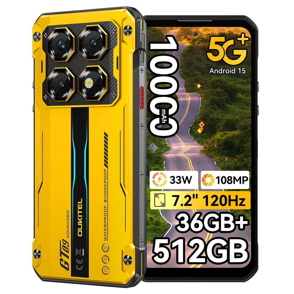 Teléfono ultra resistente OUKITEL WP60 5G 24GB(8+16) 256GB / 36GB(12+24) 512GB Smartphone 7,2” HD+ 120Hz 10000mAh 108MP Android 15 NFC