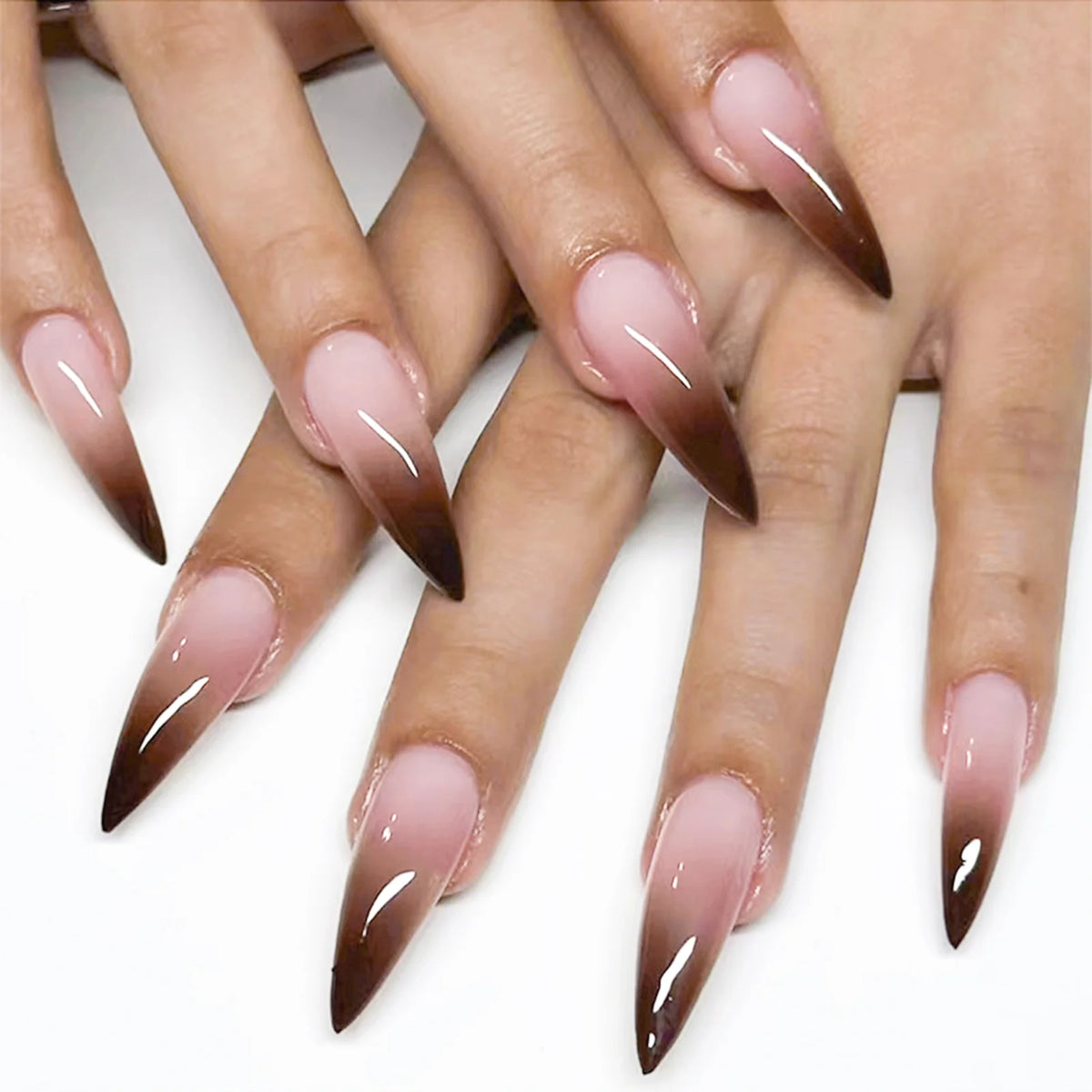 24 Uds uñas postizas de color rojo sangre gradiente parche de uñas postizas de punta larga cubierta completa puntas de uñas postizas usables juegos de manicura de Halloween