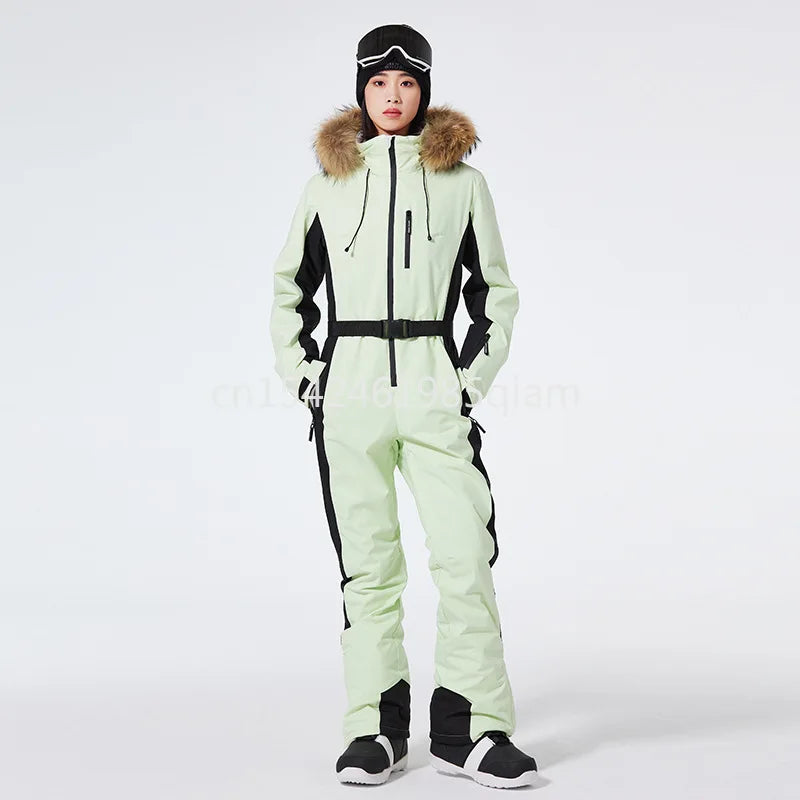 Traje de esquí de una pieza cálido y a la moda para mujer, mono de esquí cortavientos de invierno, traje de snowboard, disfraces de nieve para mujer, para actividades al aire libre