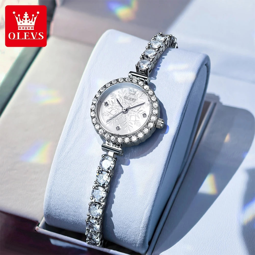 Reloj de cuarzo para mujer OLEVS 5889 con diamantes completos, correa de acero, resistente al agua, elegante reloj de lujo para dama, nuevo