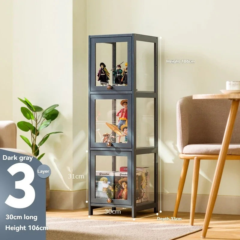 Vitrina hecha a mano, vitrina transparente a prueba de polvo con imitación de vidrio, caja de almacenamiento acrílica para juguetes Lego, estante para libros