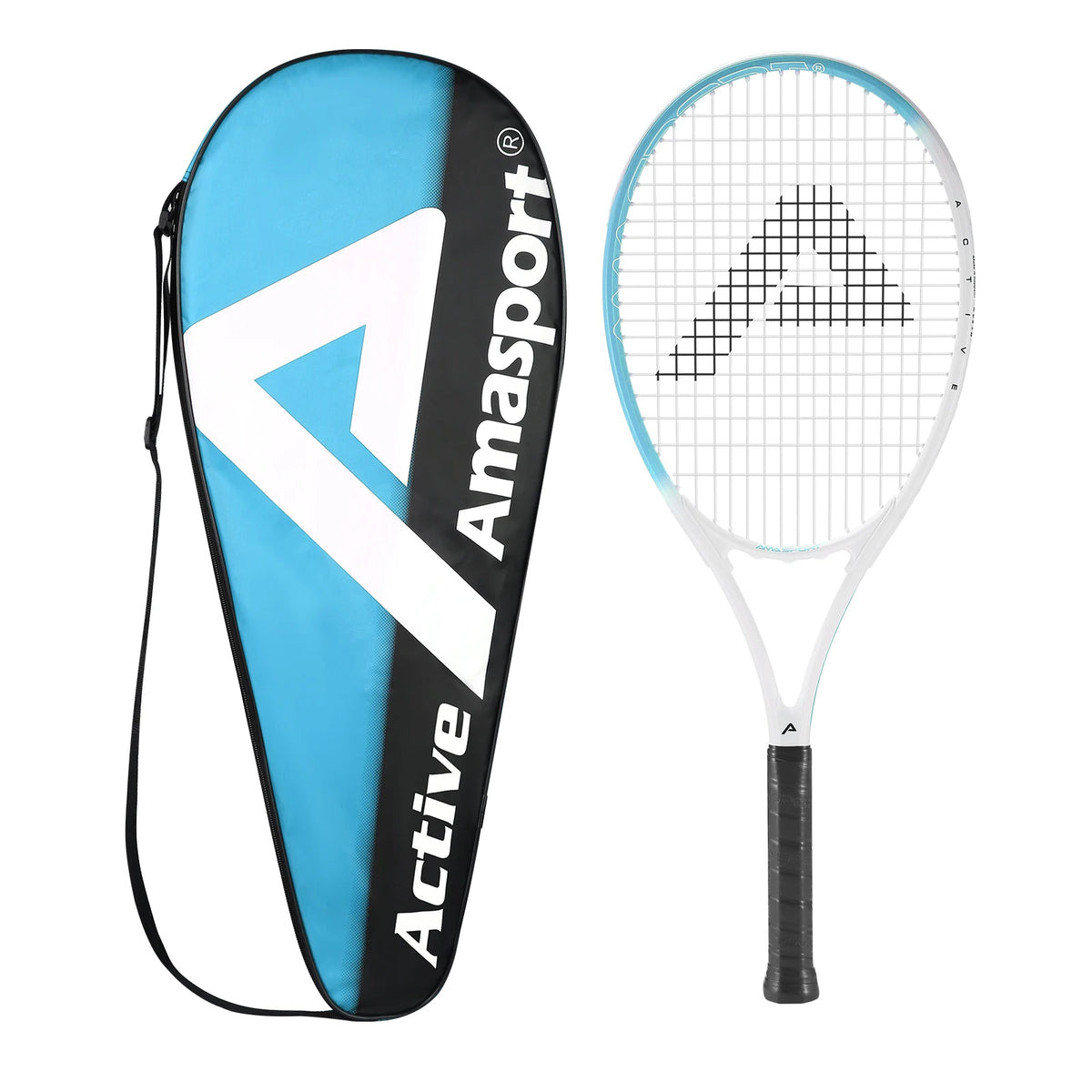 Raquetas de tenis activas AMA SPORT-27 pulgadas, raqueta de tenis para hombres y mujeres estudiantes universitarios raqueta de tenis intermedia para principiantes