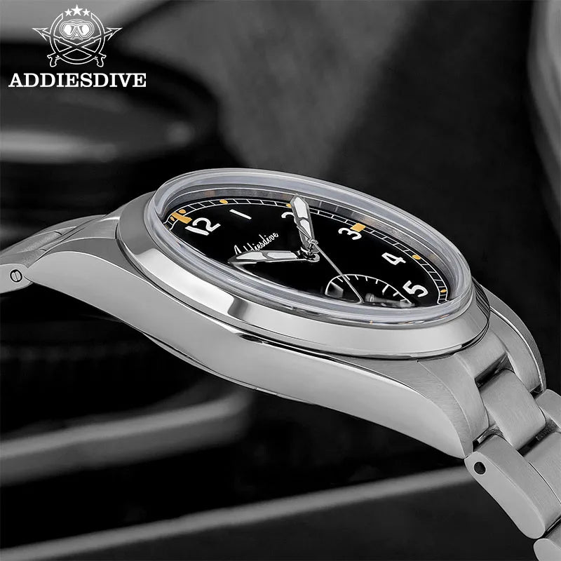 Reloj de lujo para hombre ADDIESDIVE, movimiento japonés VH31, resistente al agua 10 bares, brazalete de acero inoxidable, reloj de cuarzo para hombre con luz nocturna