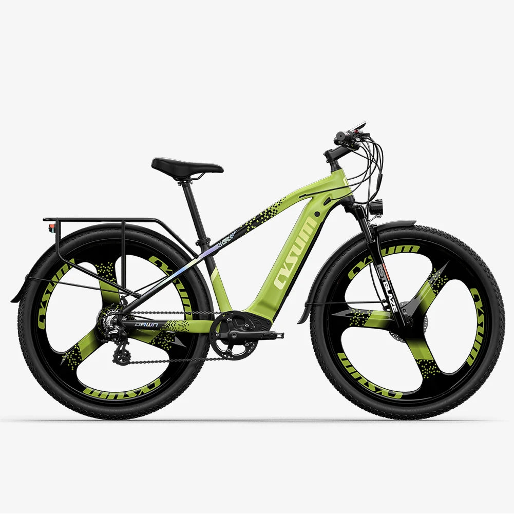 Bicicleta de montaña eléctrica para adultos Cysum M520 de 29", motor potente de 500 W, batería de 48 V y 15 Ah, bicicleta eléctrica con casete de 7 velocidades, pantalla LCD inteligente y portaequipajes trasero