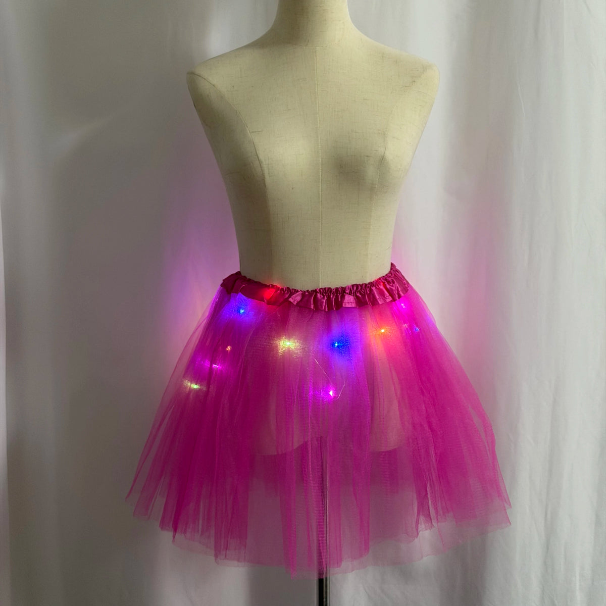 Falda Tutú Brillante de Tul para Mujer, con Luces LED, 3 Capas, Cintura Elástica, para Discotecas, Fiestas Rave, Carnaval, Cosplay, Festivales