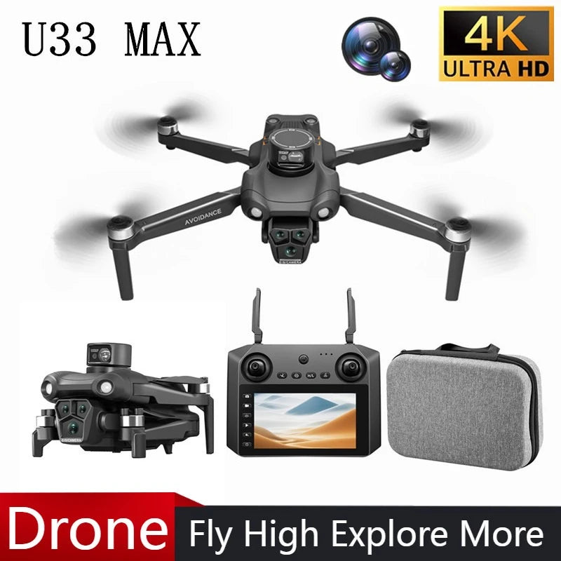 Dron profesional U33 MAX 4K HD con doble cámara, gran angular, flujo óptico, 5G GPS, motor sin escobillas, doble WIFI, cuadricóptero RC, juguete