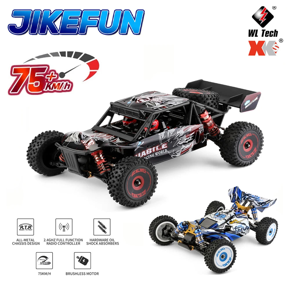 WLtoys 124016 124017 Coche RC de Alta Velocidad 75km/h, Camioneta Eléctrica 4x4 Todoterreno con Control Remoto, Vehículo de Carreras para Derrapes y Escalada, Juguetes