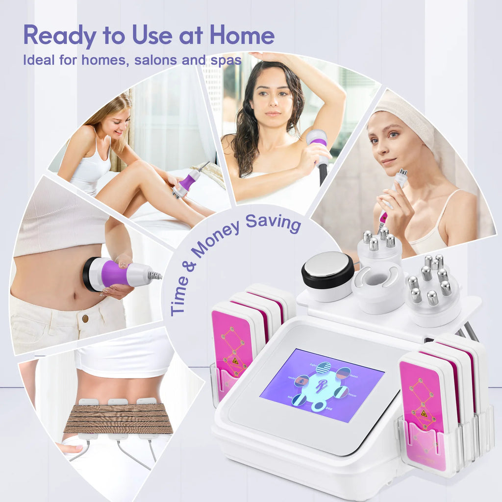 Máquina de Ultrasonido 6 en 1 con Pantalla Táctil para Moldear el Cuerpo, Masajeador Láser Lipo, Cavitación, Vacío, Quema de Grasa, Eliminación de Celulitis