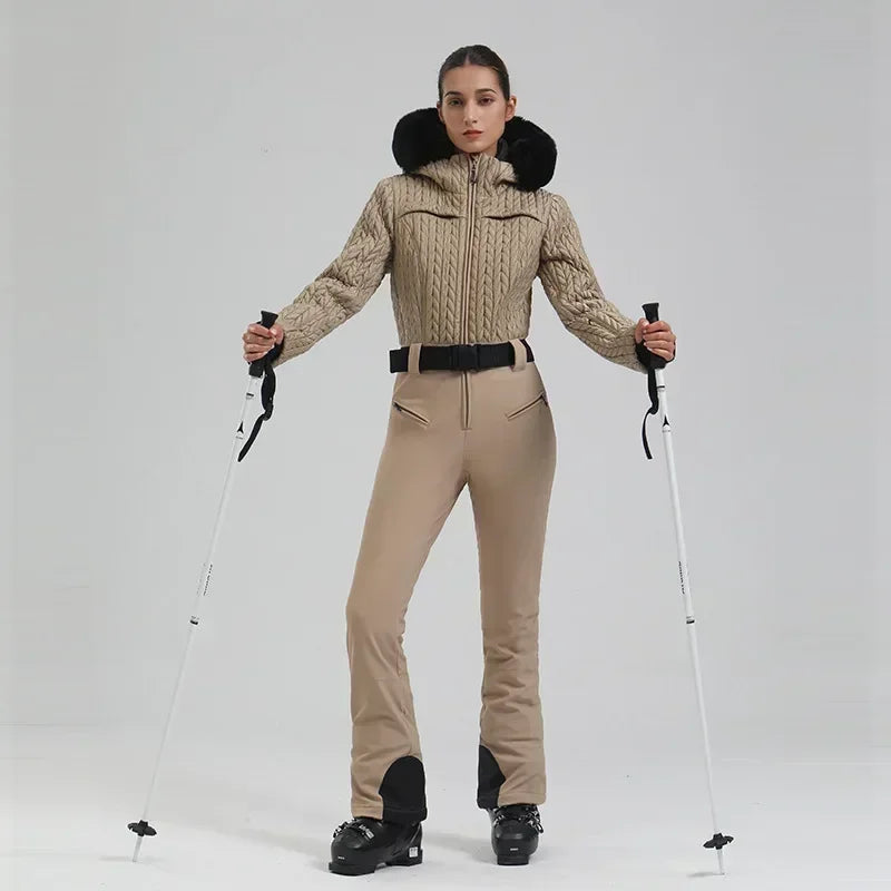 Monos de Snowboard 2025 Sudadera con capucha de invierno Suites de esquí Mujeres Deportes cálidos Chándales de nieve Ropa de esquí impermeable al aire libre a prueba de viento