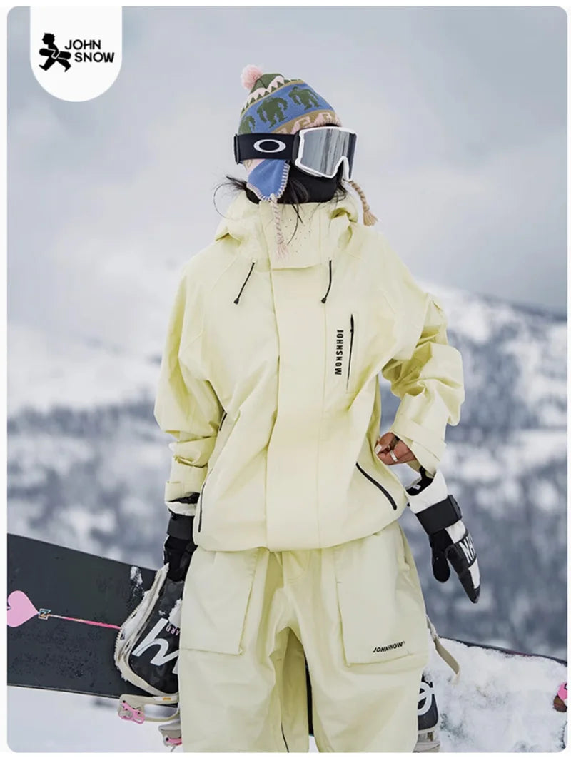 John Snow trajes de esquí de invierno para hombres y mujeres al aire libre impermeable transpirable cálido traje de snowboard conjuntos chaqueta y pantalón de esquí