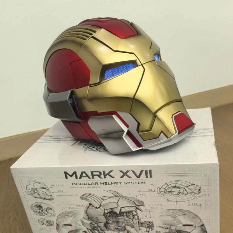 Casco de Iron Man Mk5 de Los Vengadores, Escala 1/1, Usable y Transformable, Apertura y Cierre Eléctrico Activados por Voz, Mk17, Decoración, Regalo