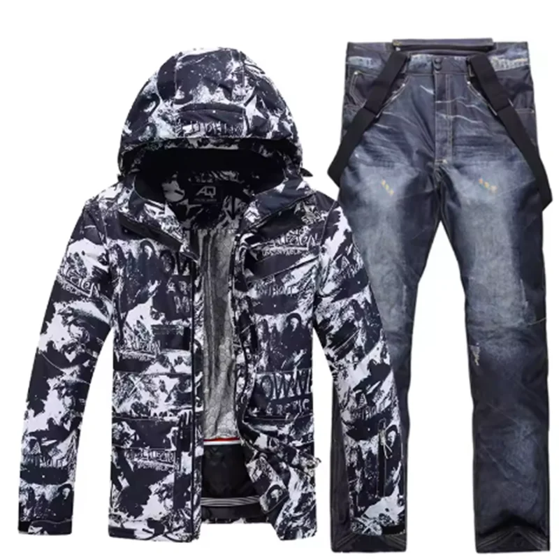 Traje de esquí colorido y cálido para hombre, ropa de snowboard, chaquetas de invierno, pantalones para hombre, ropa impermeable, disfraces de nieve,-30