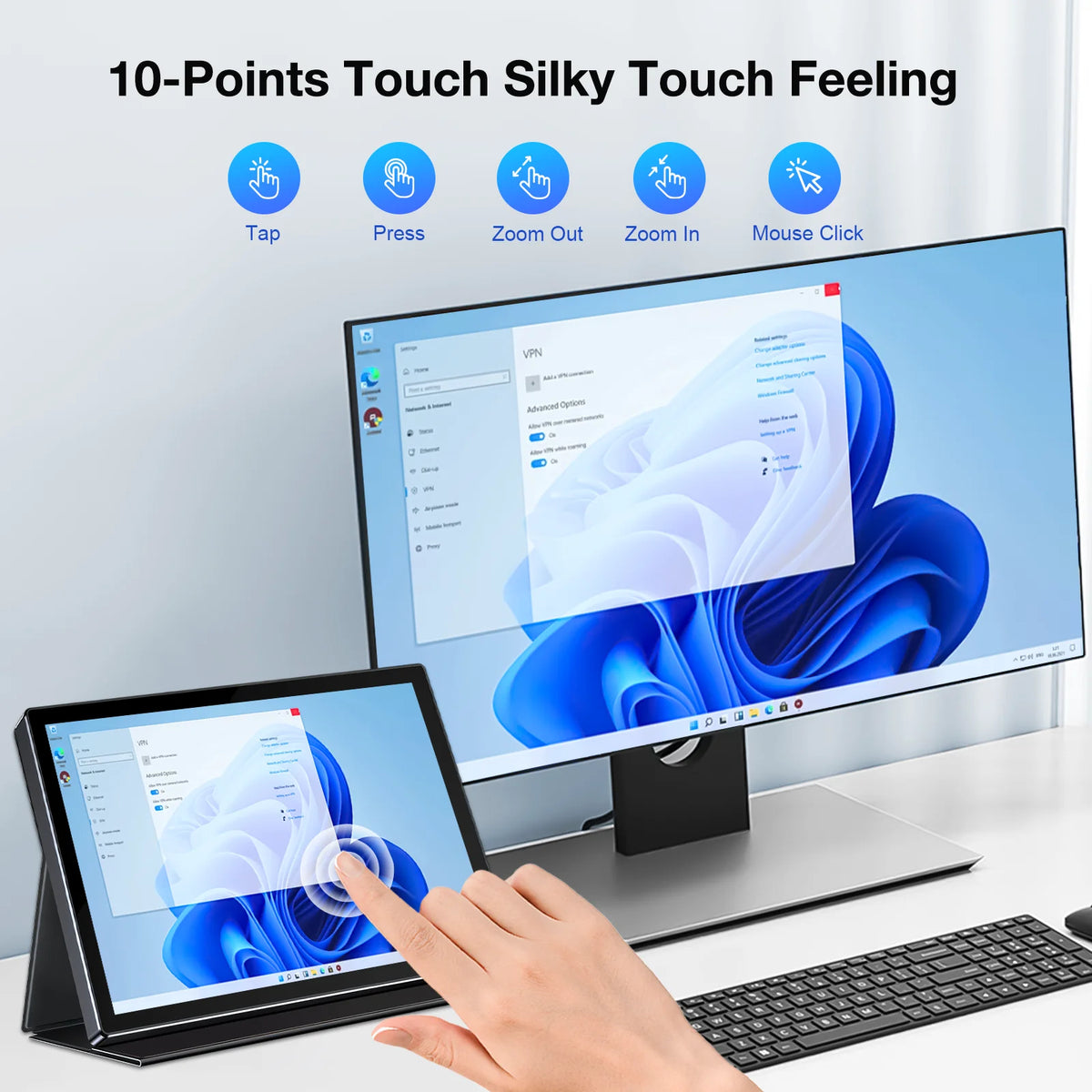 Pantalla Portátil HOWENS de 10.1 Pulgadas, Resolución de 60Hz 1920*1200, Panel TN, 520cd/ ㎡   Monitor Industrial Portátil con Brillo y Tiempo de Respuesta de 3ms