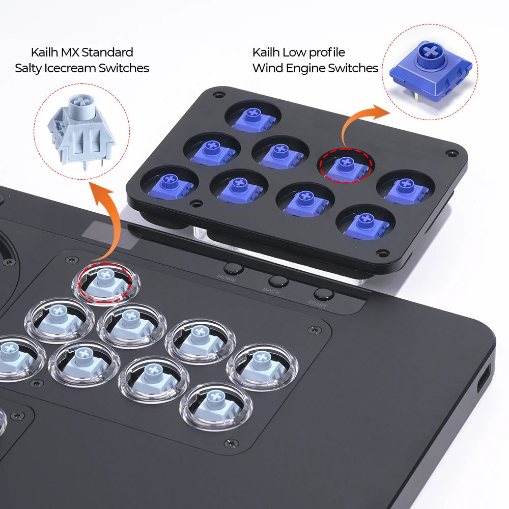Controlador arcade Haute42 HautePad X Hitbox Leverless, Fight Stick sin palanca para PC/PS4/PS5, controlador tipo stickless con módulo LP/MX reemplazable