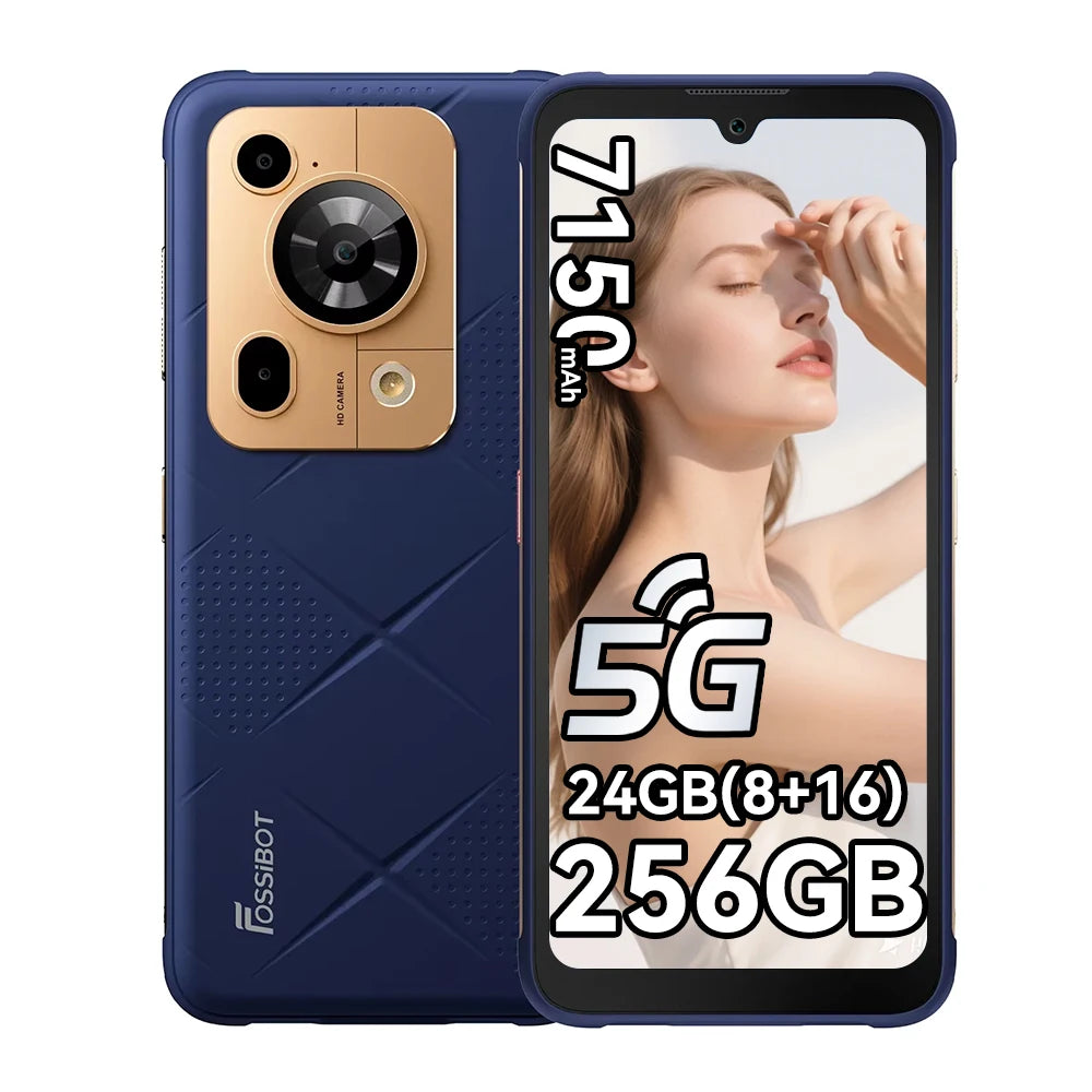 Smartphone resistente Fossibot F112 Pro 5G Android 14, 24 GB (8+16) 256 GB, pantalla HD+ de 6.88", batería de 7150 mAh, cámara de 50 MP, teléfono móvil con NFC