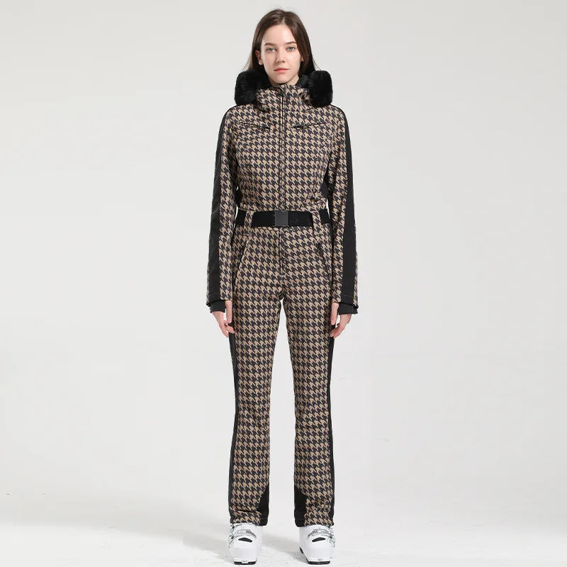 Traje de esquí de una pieza para mujer, monos gruesos de Snowboard para mujer, ropa transpirable impermeable a prueba de viento para invierno, traje de esquí