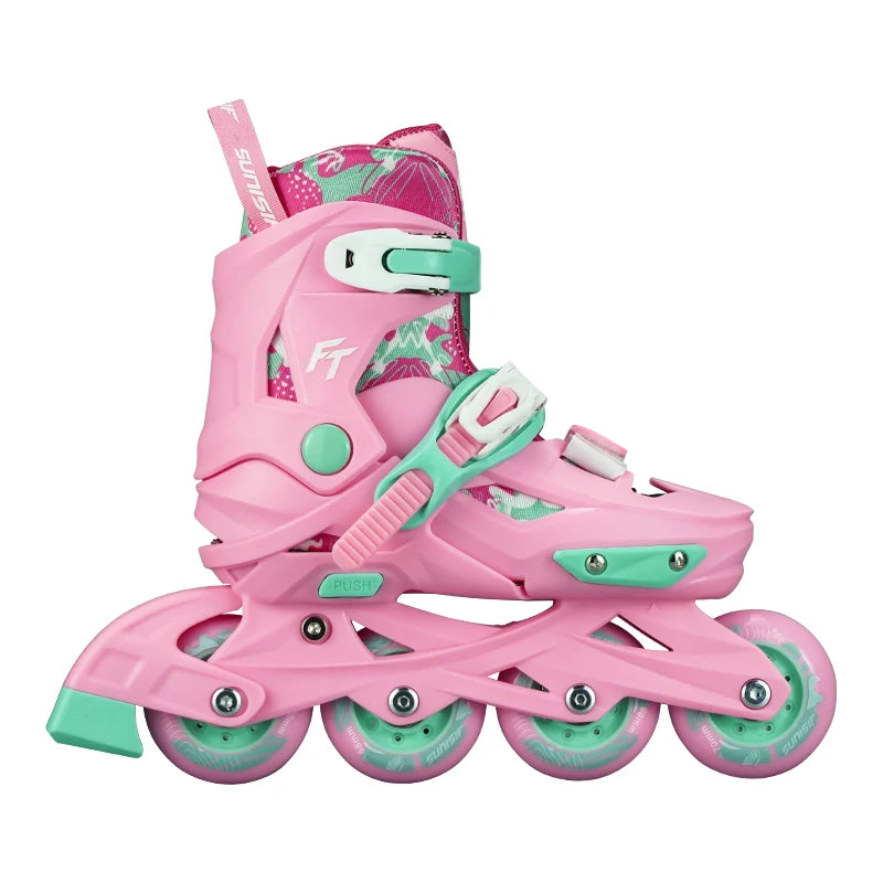 Patines en Línea Ajustables para Niños, Ruedas de PU de Alto Rebote, Hebilla de Seguridad, Patines Deportivos para Niños y Niñas, para Interiores y Exteriores