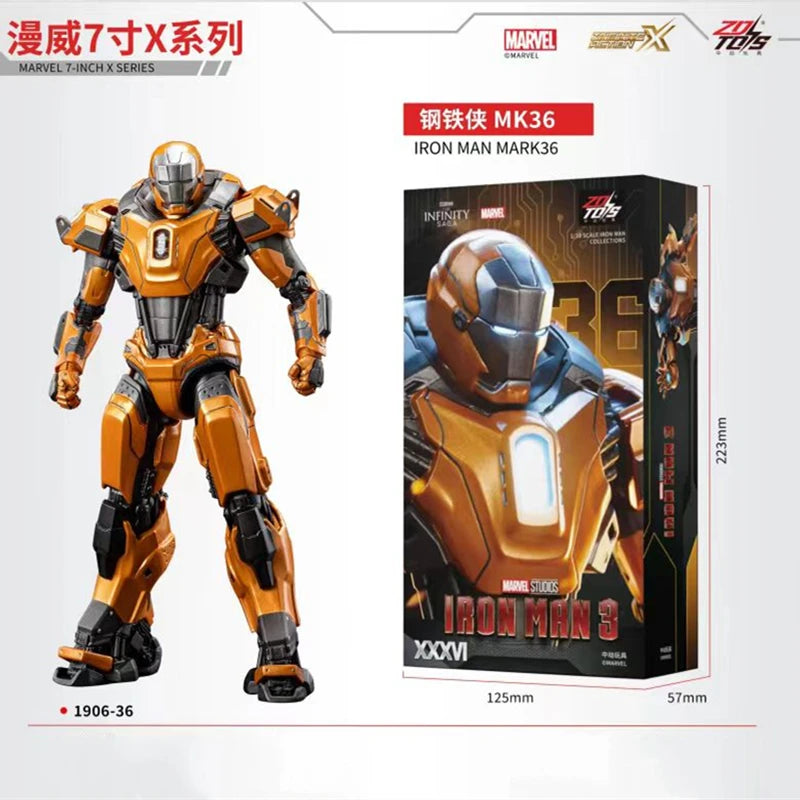ZD Toys Iron Man figura de acción Mark 35 pargo rojo Iron Man MK 24 MK 22 MK 47 Tony Stark Ironman figura acción coleccionar juguete para regalo