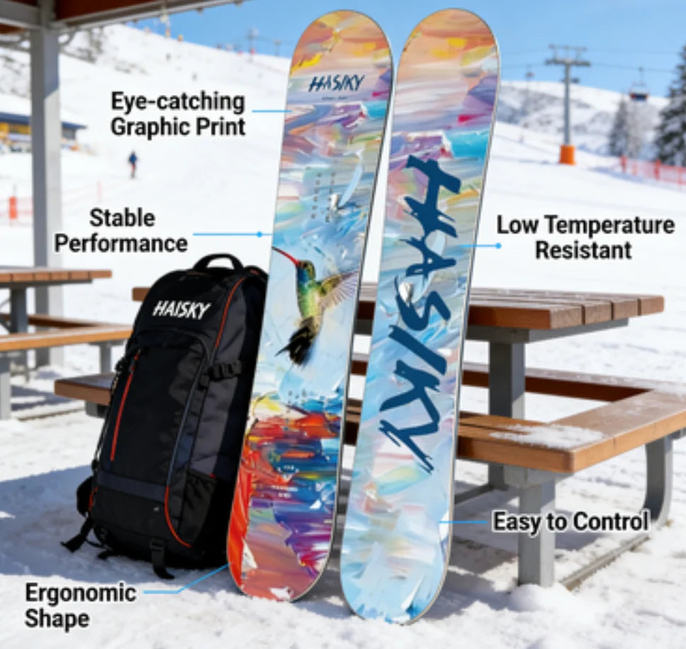 Tabla de Snowboard Hasiky OEM All Mountain con Núcleo de Madera y Base Sinterizada de 145 cm para Adultos, Personalizable