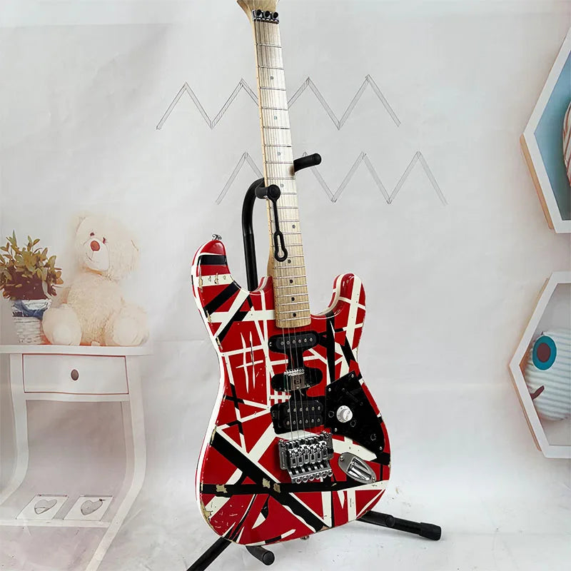 Guitarra eléctrica de 6 cuerdas con acabado pintado, mástil de arce, diapasón de arce, sistema de trémolo con doble bloqueo, estilo rock, envío gratuito.