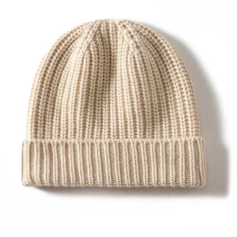 Gorros de cachemira 100 para hombres y mujeres de alta calidad, gorros con bridas Unisex de invierno gruesos y cálidos, sombreros de Navidad de hilo de tendencia
