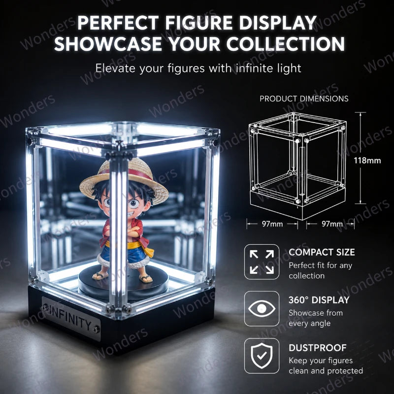 Caja LED hipercubo, decoración DIY, lámpara de mesa inalámbrica, vitrina para figuras, espejo infinito, caja 4D, adorno de túnel abismal