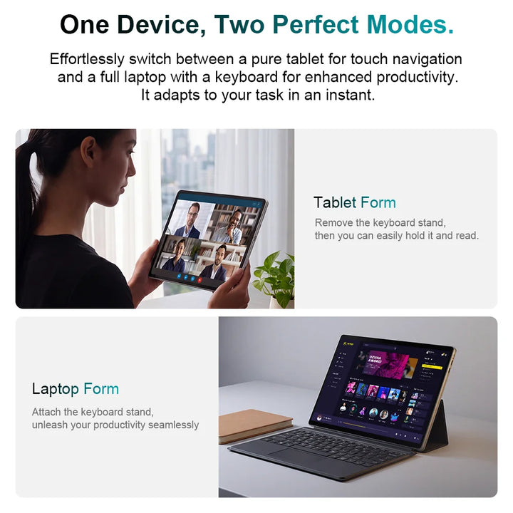 Ninkear S13 Neo Portátil Tablet 2 en 1, Pantalla IPS 3K de 13 Pulgadas Formato 3:2, Intel N150, Teclado Magnético Desmontable, Batería de Larga Duración, Conectividad Versátil y Funciones de IA
