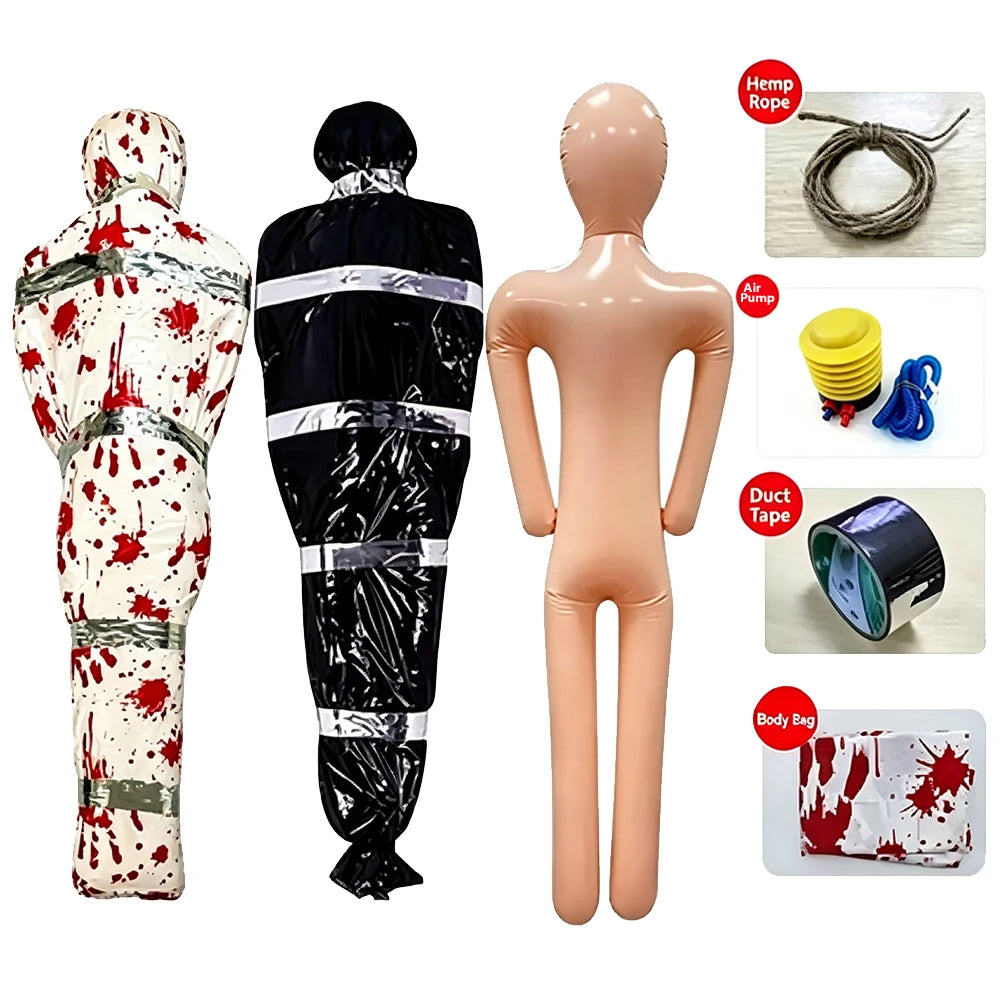 Maniquí Inflable de Halloween, Muñeco Humano Falso con Bolsa de Sangre para Casa Embrujada, Fiesta de Terror, Decoración Aterradora