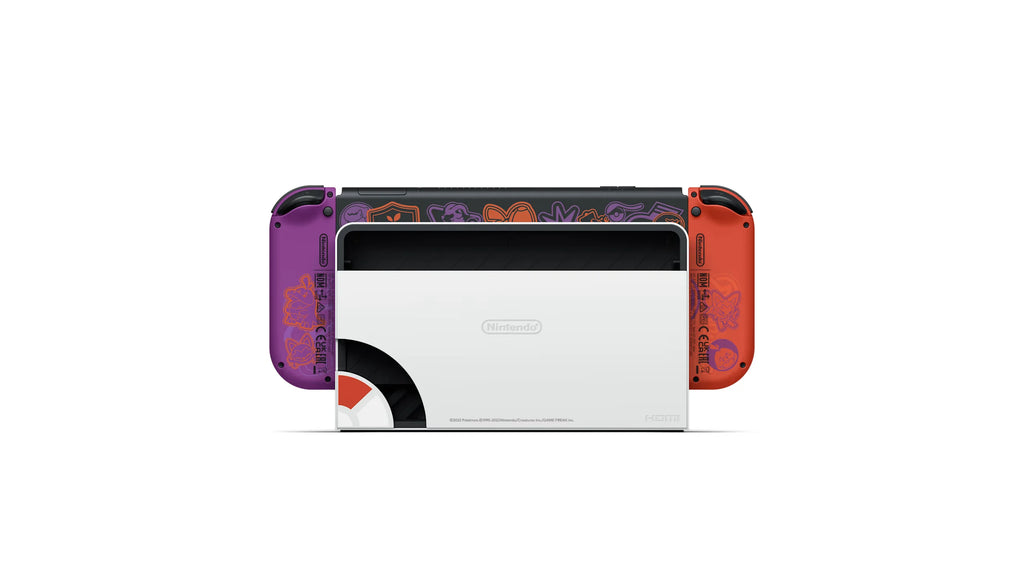 Consola Nintendo Switch (Modelo OLED) Edición Pokémon Karmesin y Purpur, Pantalla OLED de 7 Pulgadas, Controles Joy-Con, Sin Juegos Incluidos