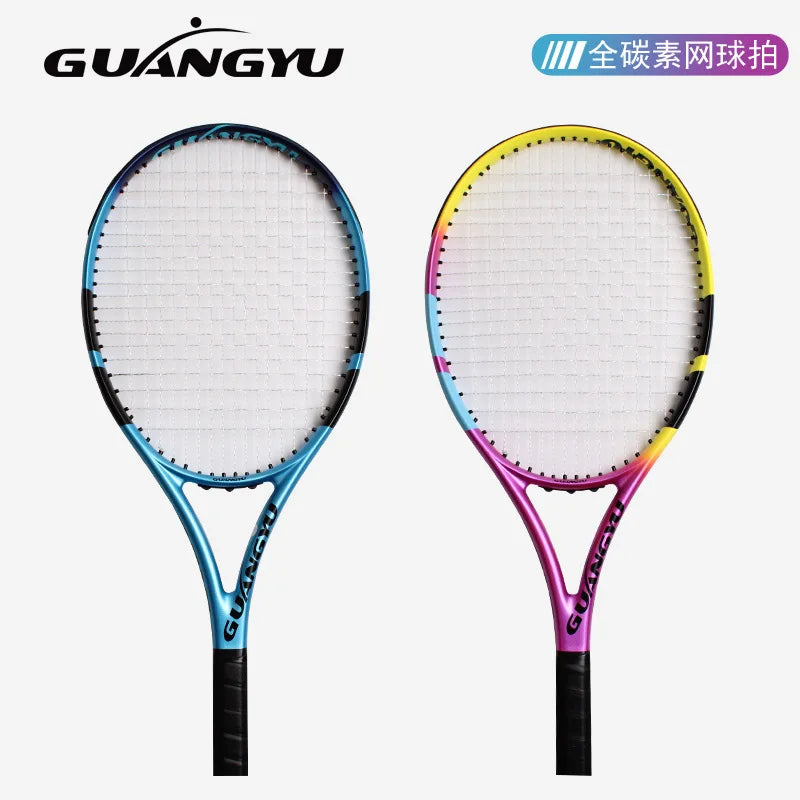 Raqueta de Tenis de Carbono Completo, Individual, Especial para Juego, Grado Profesional, Resistente a Impactos, Ultraligera, de Fibra de Carbono para Adultos