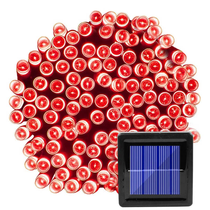 Guirnalda de luces LED de Navidad de 7m/12m/22m, luces de cadena solares para exteriores, 8 modos, decoración de jardín y bodas, resistente al agua