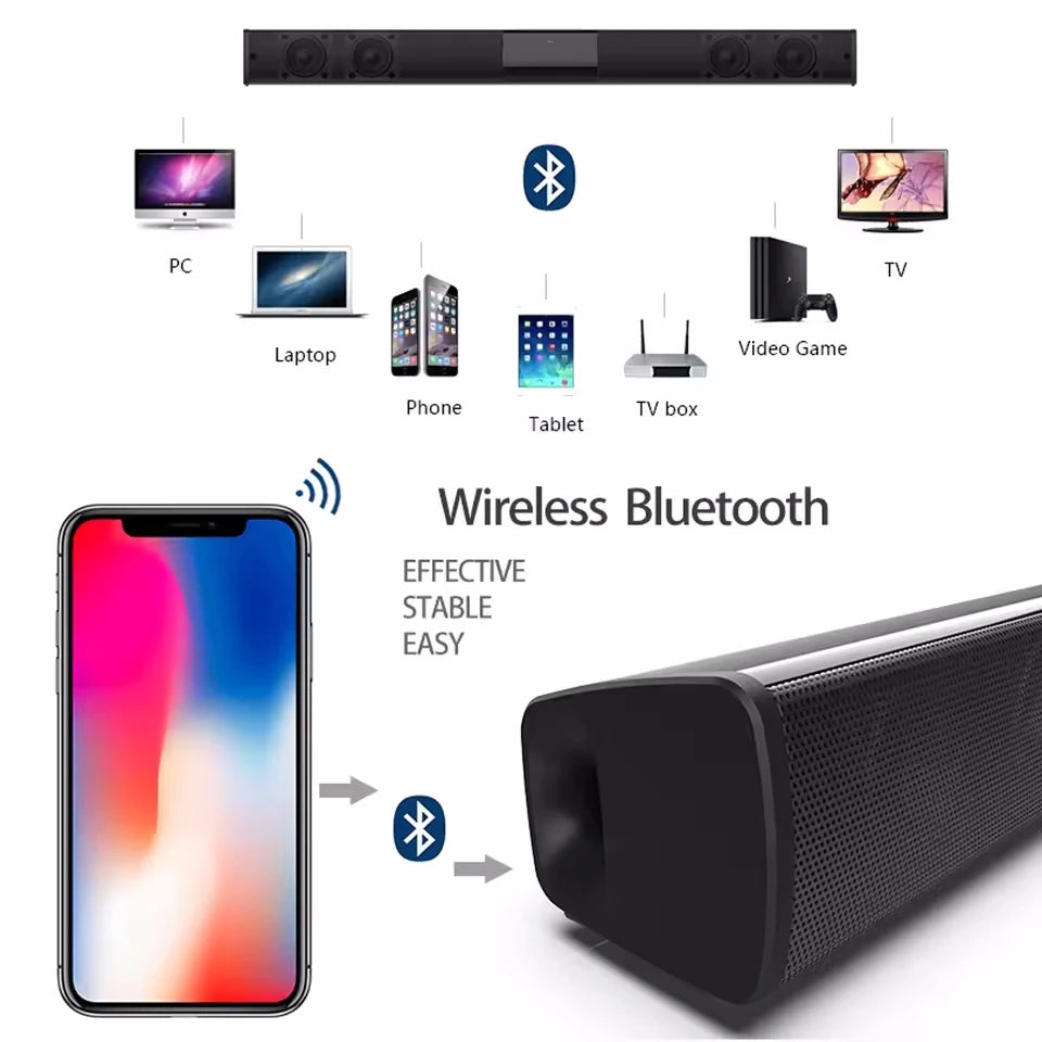 Barra De sonido para TV, Subwoofer, Altavoz Bluetooth, barra De sonido, caja De música, Radio inalámbrica, FM, Caixa De Som Big Bocina Bass Blootooth Coluna