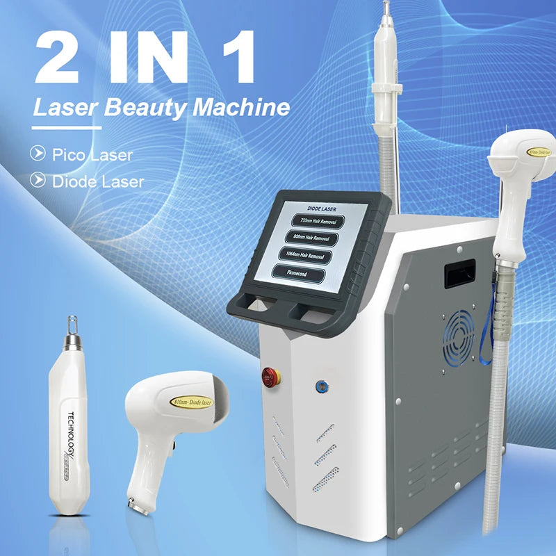 NUEVA Máquina de Depilación y Eliminación de Tatuajes con Láser de Diodo y Láser de Picosegundos 2 en 1, Láser de Diodo 808 con 4 Longitudes de Onda 755 808 532 1064nm