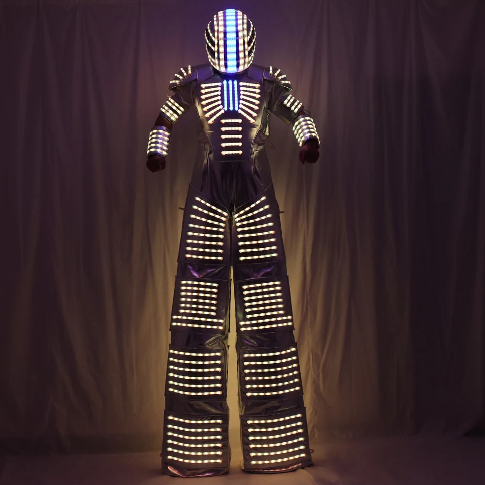 Disfraz de Robot Led con efecto de cambio de Color, traje de Robot con diseño de escenario para fiesta, Hora Loca, Rgb