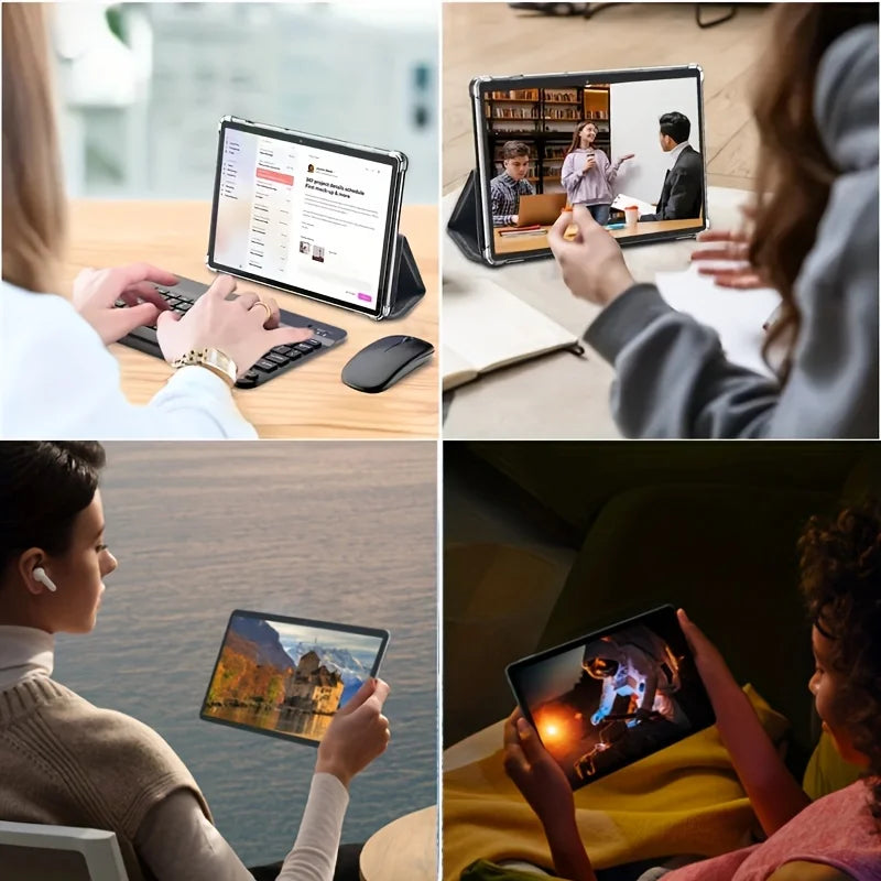 KOOMDIGI T30 PRO, tableta 2 en 1 de 10,1 pulgadas, con sistema operativo Android, 6 GB de RAM, 128 GB de ROM, conectividad 4G LTE, WiFi de 2,4 GHz + 5 GHz, doble cámara de 5 MP + 13 MP, con funda rosa, lápiz óptico, teclad