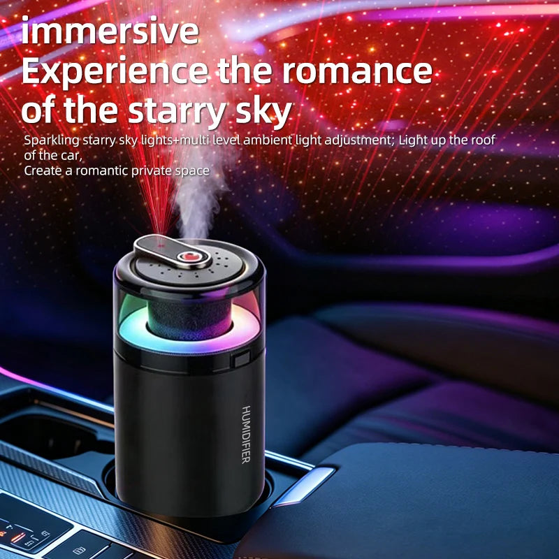 Humidificador y Difusor de Aroma USB con Diseño de Cielo Estrellado, Mini Nebulizador Portátil con Luz RGB, Ideal para Auto, Hogar y Oficina