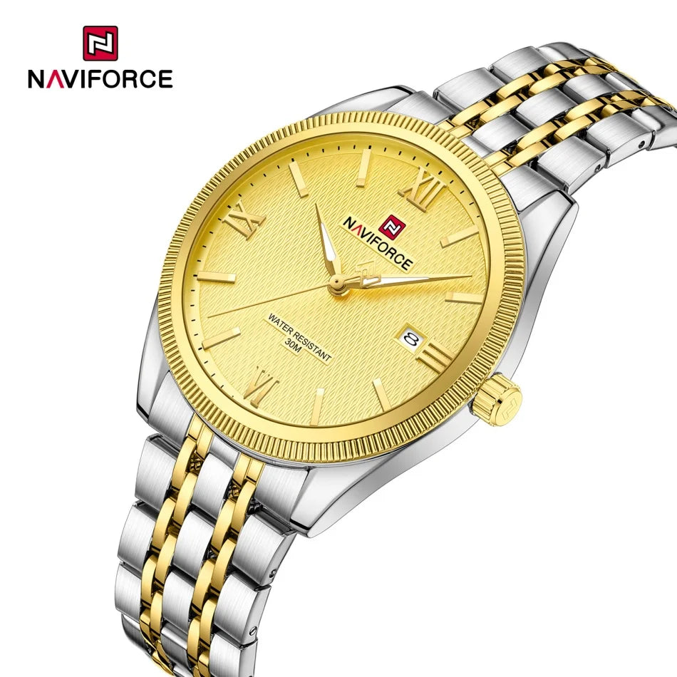 Reloj NAVIFORCE clásico para hombre, pantalla con puntero luminoso, resistente al agua 3ATM, movimiento de cuarzo, calendario, diseño sencillo, relojes para chico