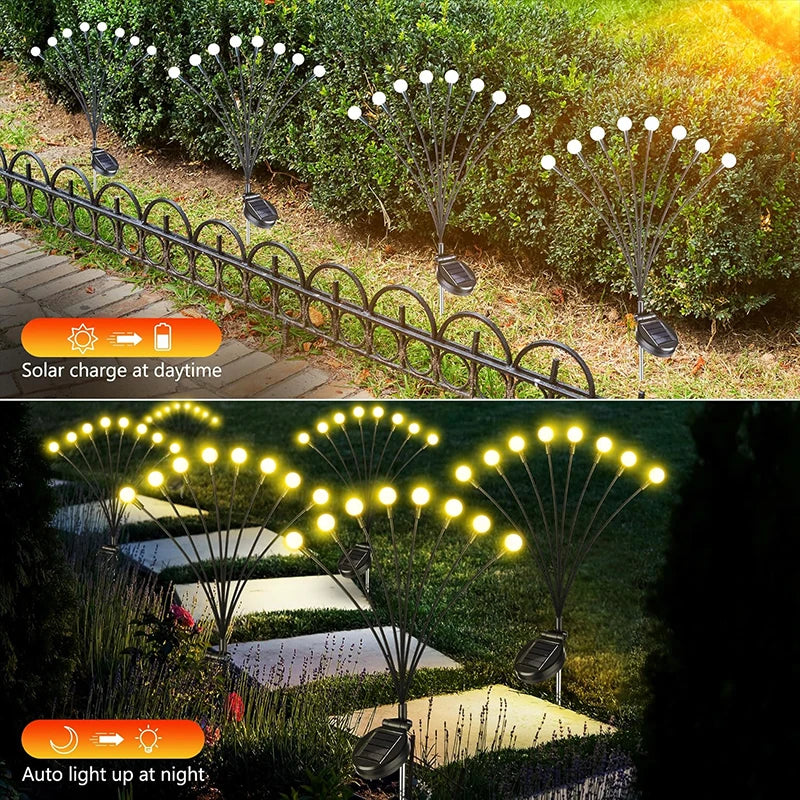 Lámpara solar LED de luciérnaga para exteriores, oscilante e impermeable, para decoración de patios, senderos, jardines y paisajes