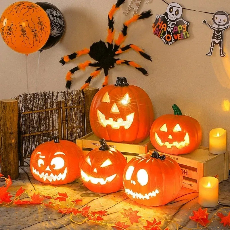 1 unidad de decoración decorativa de calabaza para Halloween, linterna decorativa, luz de calabaza, decoración de Halloween para exteriores