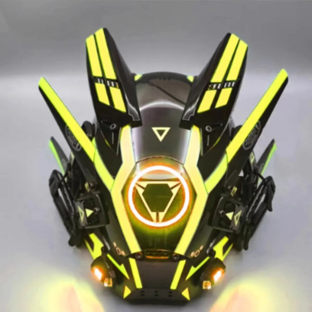 Máscara de casco nuevo Cyberpunk Samurai Robot Tech Shinobi especial Punk Techwear con luz Led máscara de Cosplay juguete niños regalo de Halloween ﻿