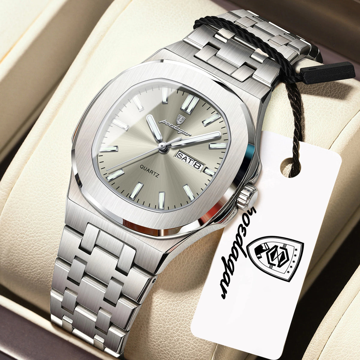Reloj de pulsera de moda POEDAGAR para mujer, luminoso, resistente al agua, con fecha y día, de cuarzo, elegante, de acero inoxidable, reloj para mujer, regalo
