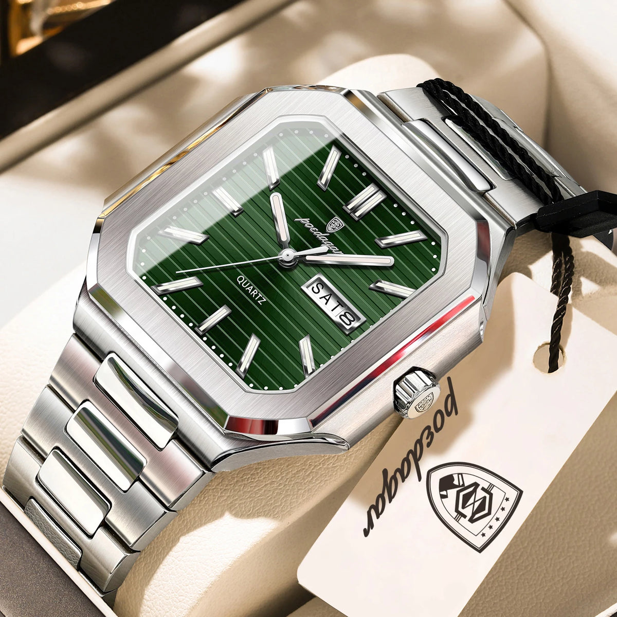 Reloj de cuarzo para hombre POEDAGAR, de negocios, impermeable, luminoso, con fecha y día, clásico, de acero inoxidable